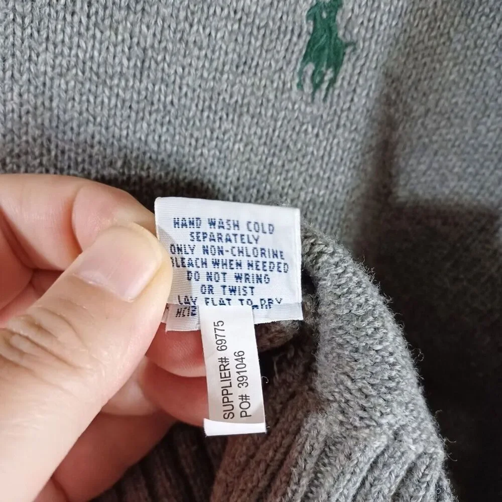 Polo Ralph Lauren XXL Men’s Quarter Zip Sweater Gray Pony Logo Pullover Cotton